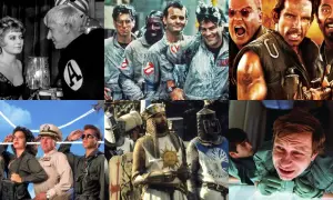 Kolaż scen z filmów, które gwarantują mega śmieszne komedie: od łowców duchów po rycerzy i pilotów.