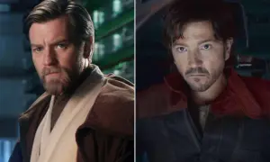 Ewan McGregor jako Obi-Wan Kenobi i Diego Luna jako Cassian Andor. Gwiazdy filmów, seriali i programów.