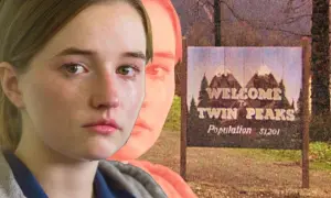 Smutna dziewczyna na tle znaku "Welcome to Twin Peaks". Czy to początek kolejnych seriali o policji?