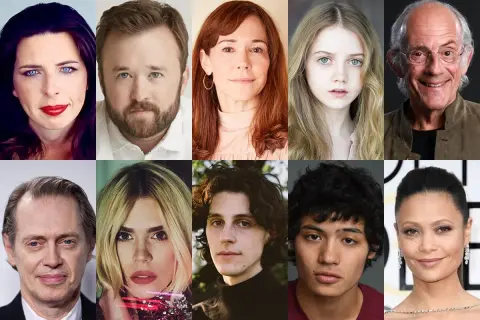 Skład obsady serialu "Wednesday": Emma Myers, Gwendoline Christie, Jenna Ortega, Catherine Zeta-Jones, Luis Guzmán, Riki Lindhome, Hunter Doohan, Percy Hynes White, Joy Sunday, Christina Ricci.