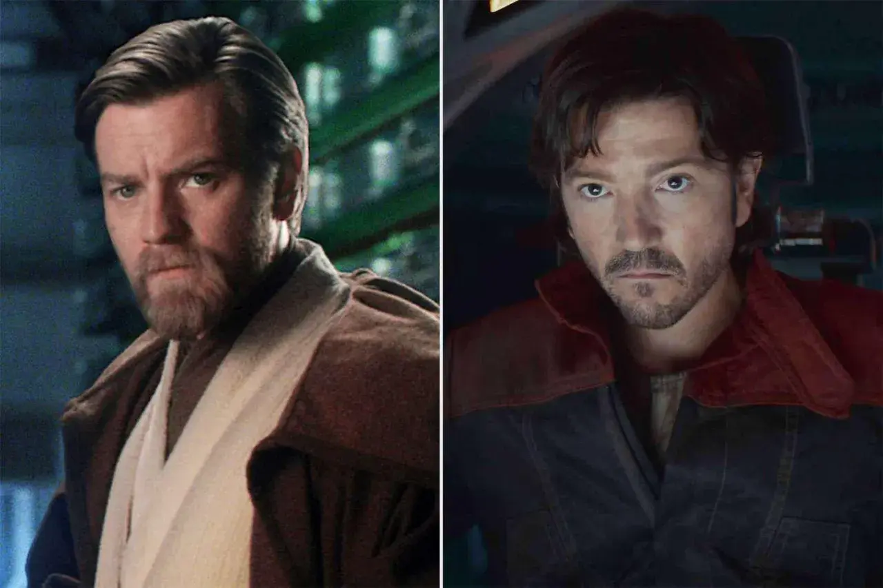 Ewan McGregor jako Obi-Wan Kenobi i Diego Luna jako Cassian Andor. Gwiazdy filmów, seriali i programów.