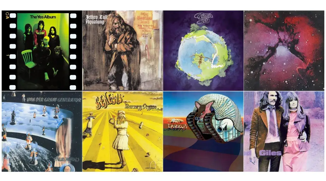 Kolekcja okładek płyt: The Yes Album, Aqualung, Fragile, Van der Graaf Generator, Nursery Cryme, Tarkus i In the Court of the Crimson King. Prawdziwe arcydzieła rocka progresywnego.