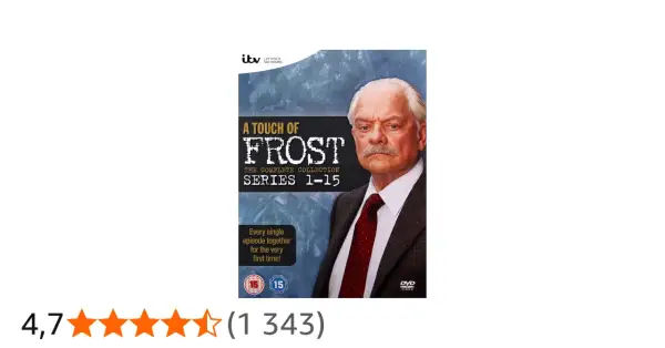 Kolekcja DVD serialu "A Touch of Frost" z Davidem Jasonem. Cała seria 1-15, 29 płyt, 66 godzin.