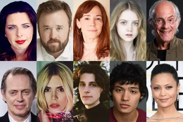 Skład obsady serialu "Wednesday": Emma Myers, Gwendoline Christie, Jenna Ortega, Catherine Zeta-Jones, Luis Guzmán, Riki Lindhome, Hunter Doohan, Percy Hynes White, Joy Sunday, Christina Ricci.