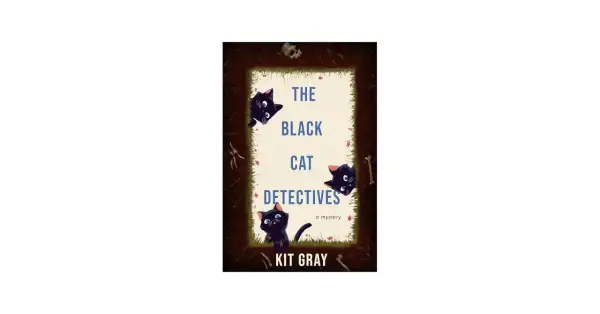 Okładka książki "The Black Cat Detectives" z uroczymi czarnymi kotami, które wyglądają jak mali koci detektywi.